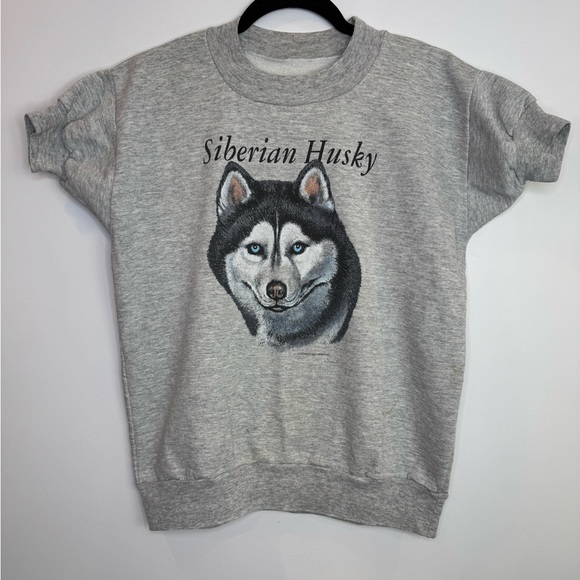 Vintage Tops - Vintage Gray Siberian Husky Graphic Sweatshirt